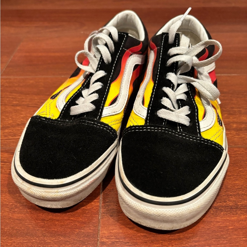 Vans Black Red Flame Sneakers Classic Skate Style